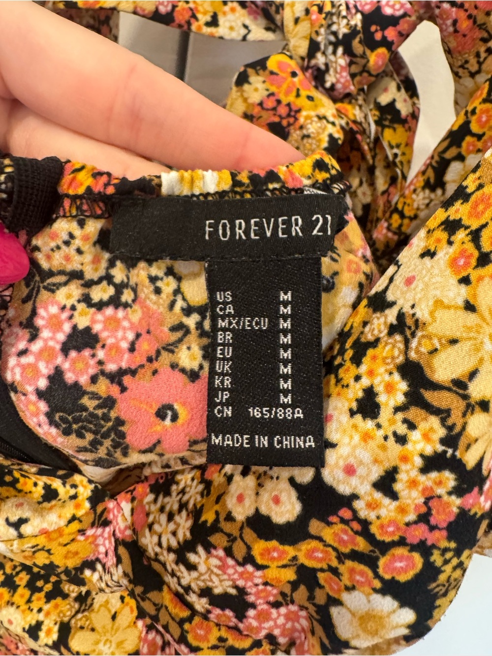 Forever 21 Pink and Yellow Floral Slip Midi Dress - Picture 4 of 4